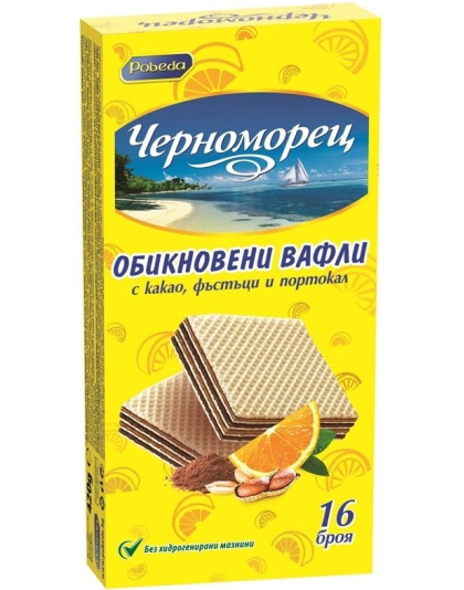 Waffles Chernomorets with Cocoa Peanuts Orange 420g Pobeda